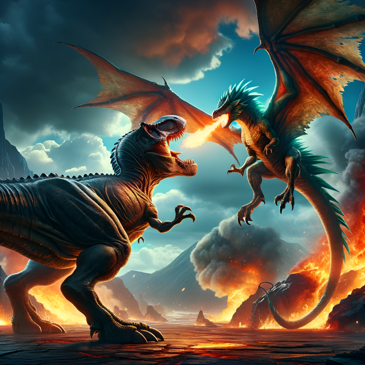Trex vs a dragon