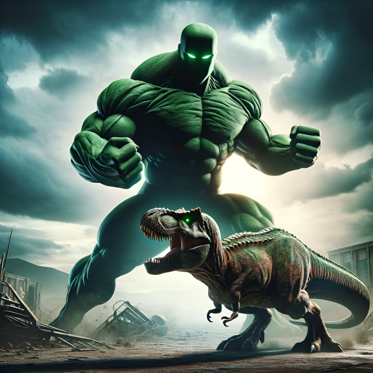 The incredible hulk vs t - rex.