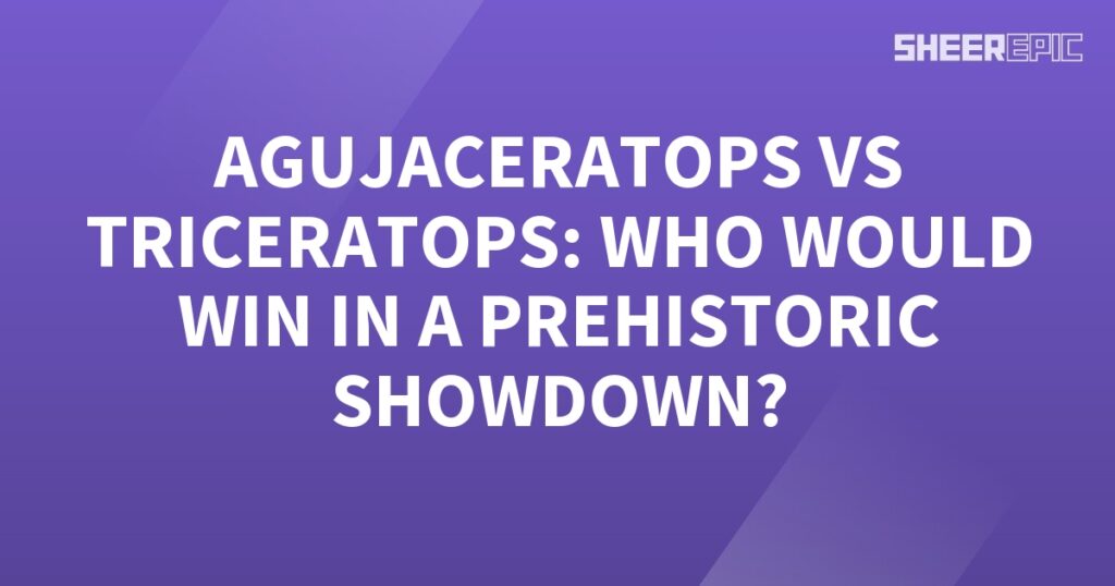 A Prehistoric Showdown between Aguaceratops and Triceratops, set against a captivating purple background. Who would emerge victorious?