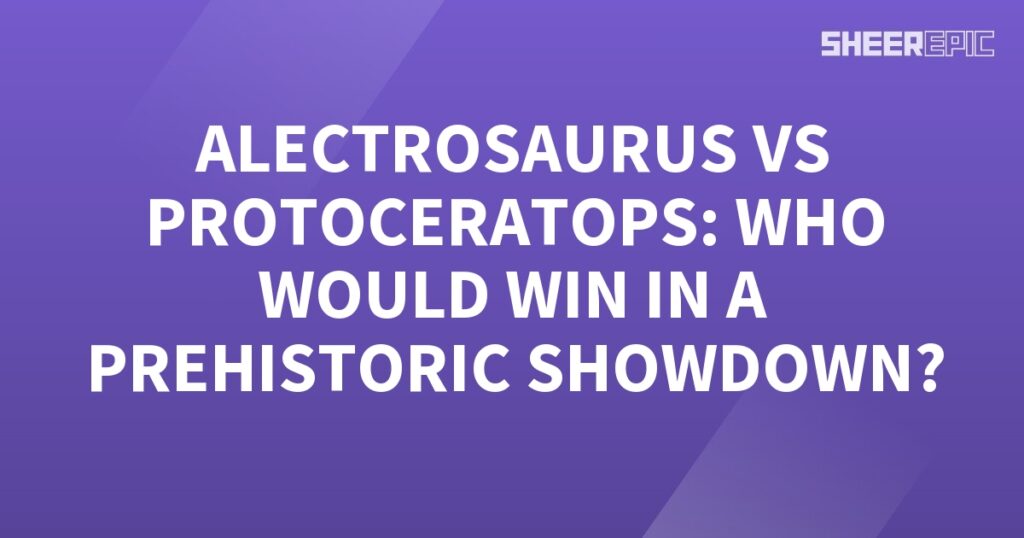 A white text on a purple background in a prehistoric showdown.