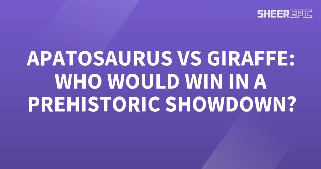 In a prehistoric showdown, who would win: Apatosaurus or Giraffe? The purple background highlights this epic battle.