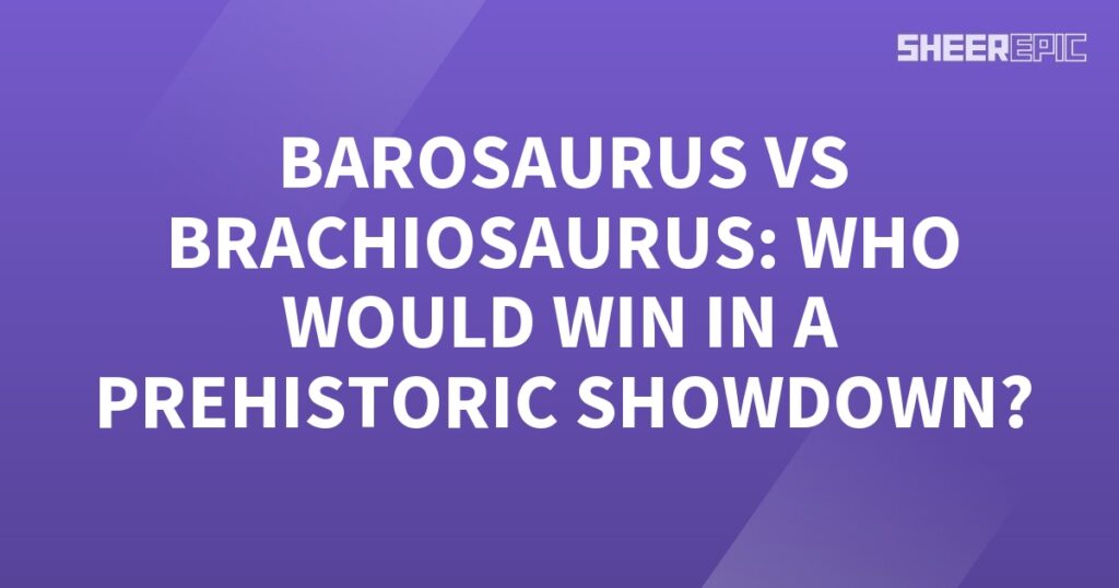 A prehistoric showdown between the Barosaurus and Brachiosaurus unfolds on a captivating purple background.