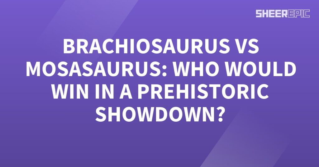 In a prehistoric showdown, the mighty Brachiosaurus faces off against the enormous Mosasaurus.