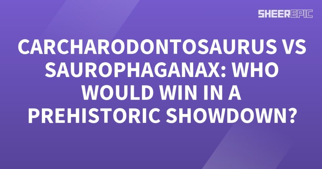 A Prehistoric Showdown unfolds on a purple background with white text.