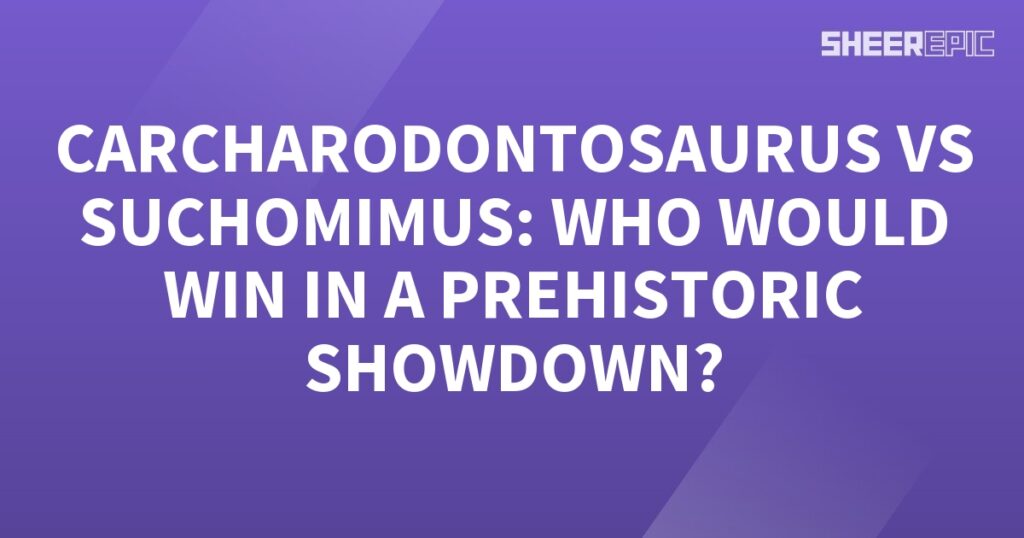 A Prehistoric Showdown on a purple background with white text.