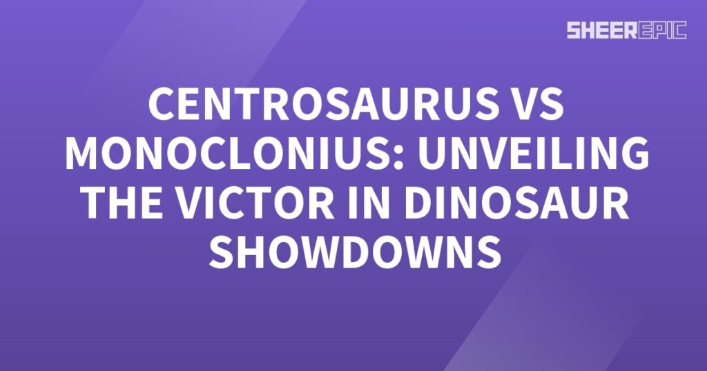 A purple background with white text featuring a Monoclonius in a Dinosaur Showdown.