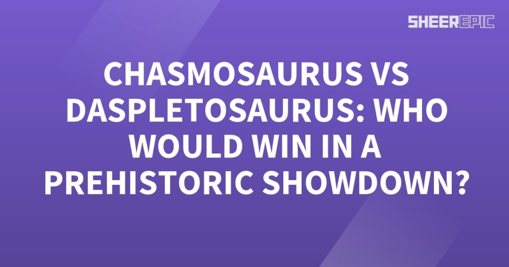 A prehistoric showdown between Chasmosaurus and Daspletosaurus takes place against a captivating purple background.