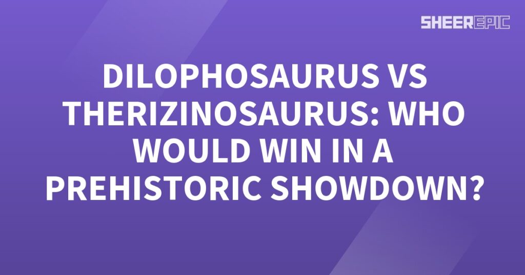 In this intriguing prehistoric showdown, the formidable Dilophosaurus faces off against the mighty Therizinosaurus.