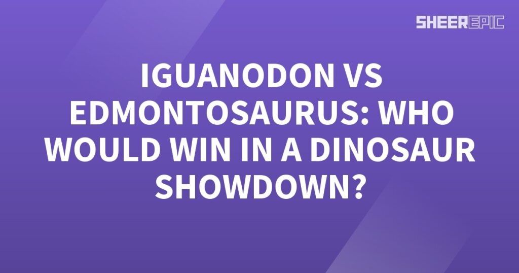 A purple background with white text, creating an atmosphere of a dinosaur showdown.