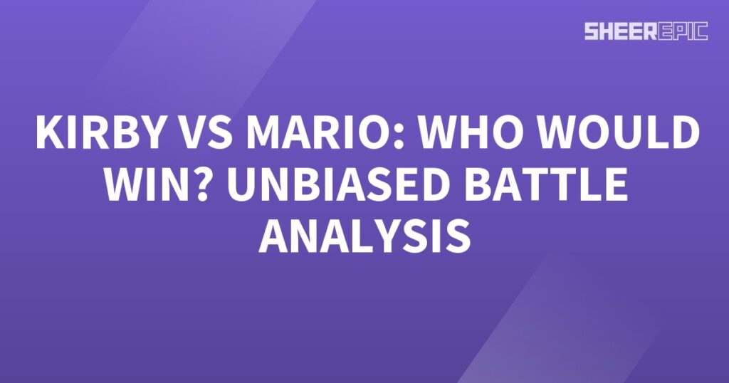 A purple background with the words "Kirby vs Mario" for a battle analysis.