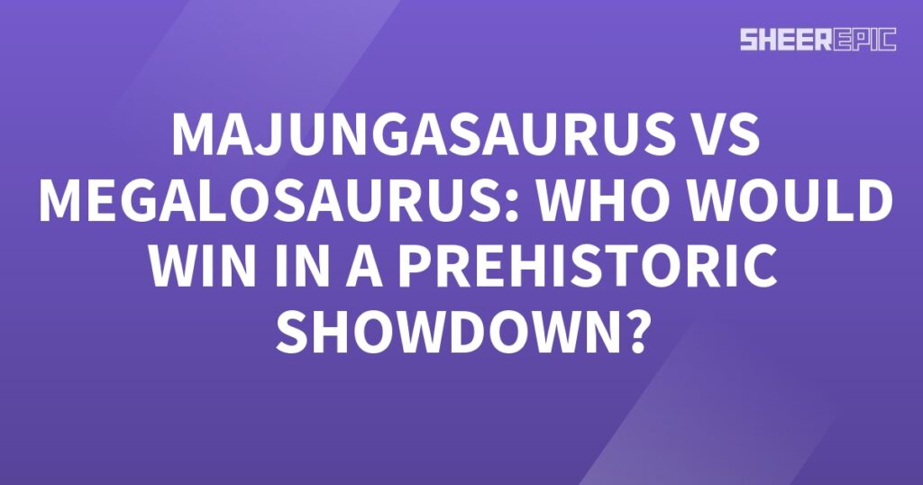 A prehistoric showdown between Maungasaurus and Megasaurus on a purple background.