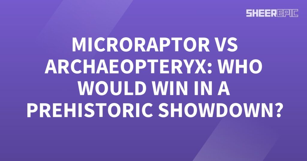 A purple background with the words Microraptor vs Archaeopteryx, a prehistoric showdown.