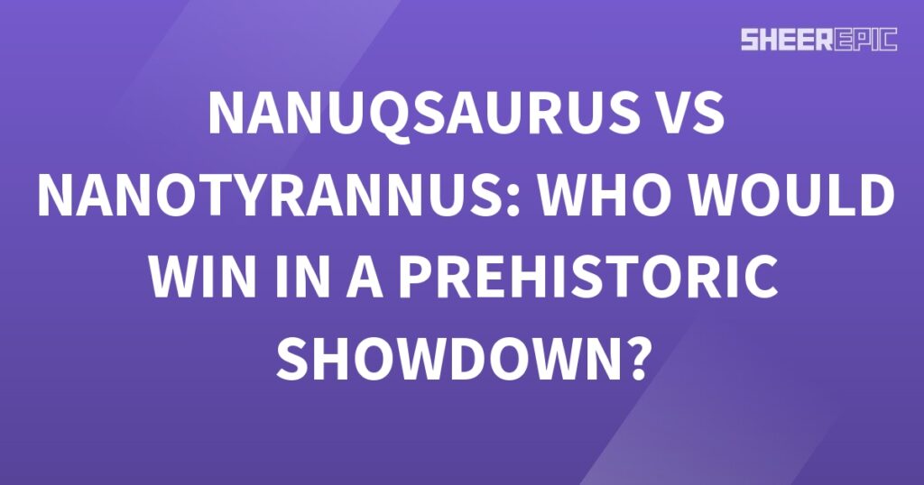 A prehistoric showdown with Nanotyrannus on a purple background.