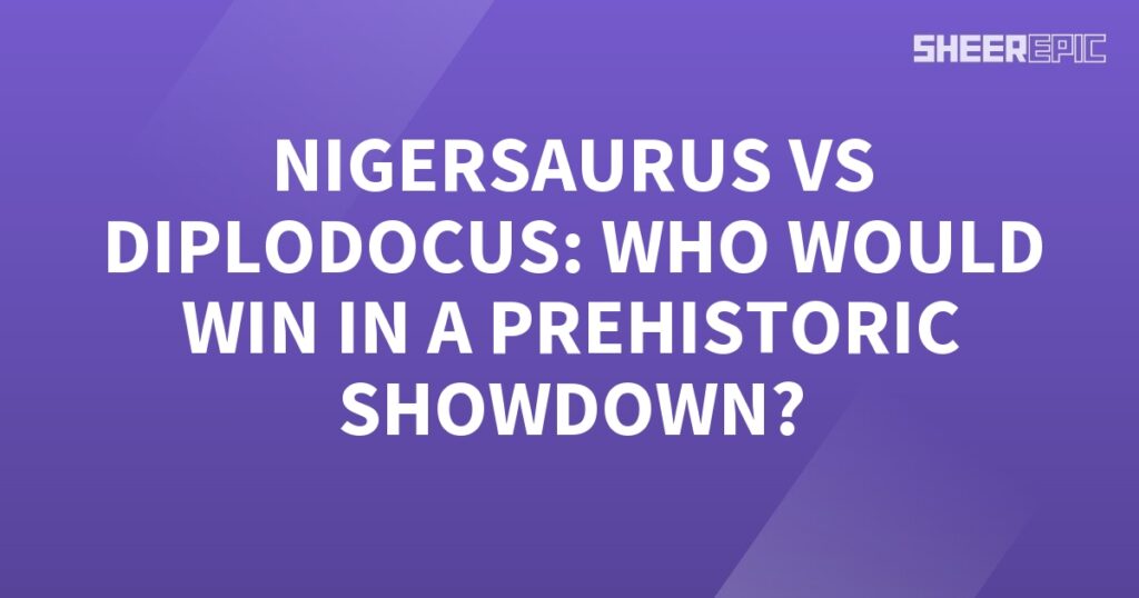 A purple background with the words Nigersaurus vs. Diplodocus in a prehistoric showdown.