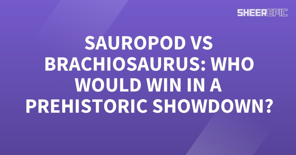 A prehistoric showdown between the Brachiosaurus and Sauropod on a purple background.