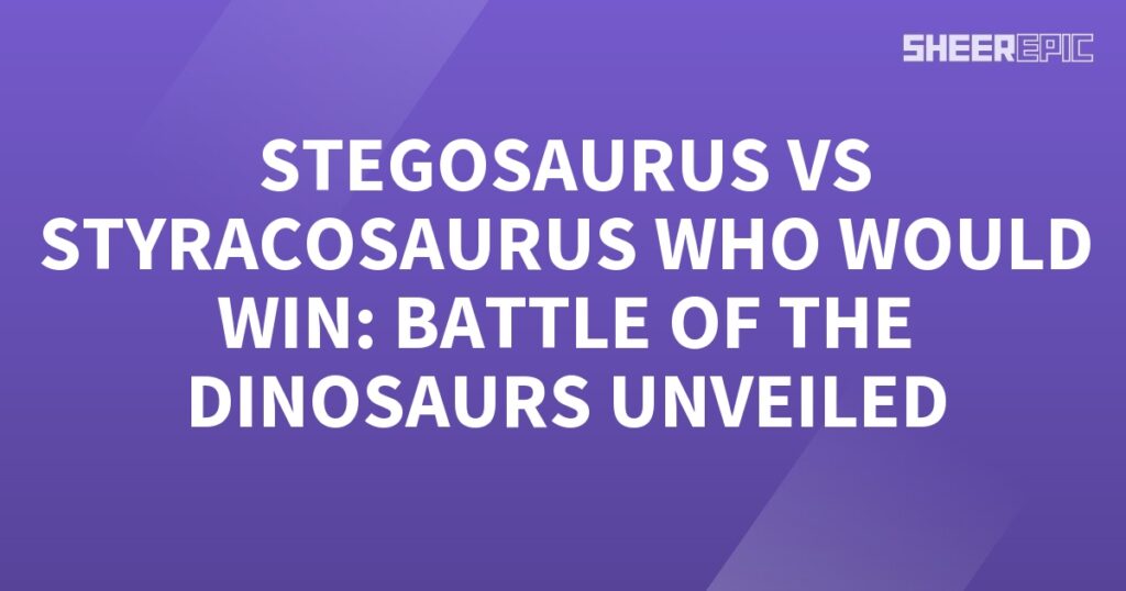 A purple background with the words stegosaurus vs stegosaurus who would win the Battle of the Dinosaurs.