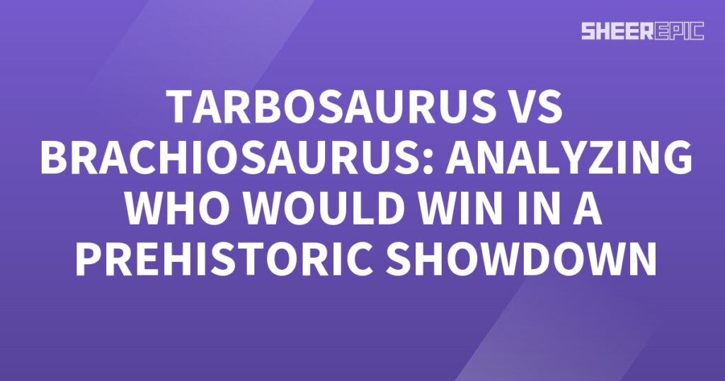 A prehistoric showdown between Tarbosaurus and Brachiosaurus is being analyzed against a vibrant purple background.