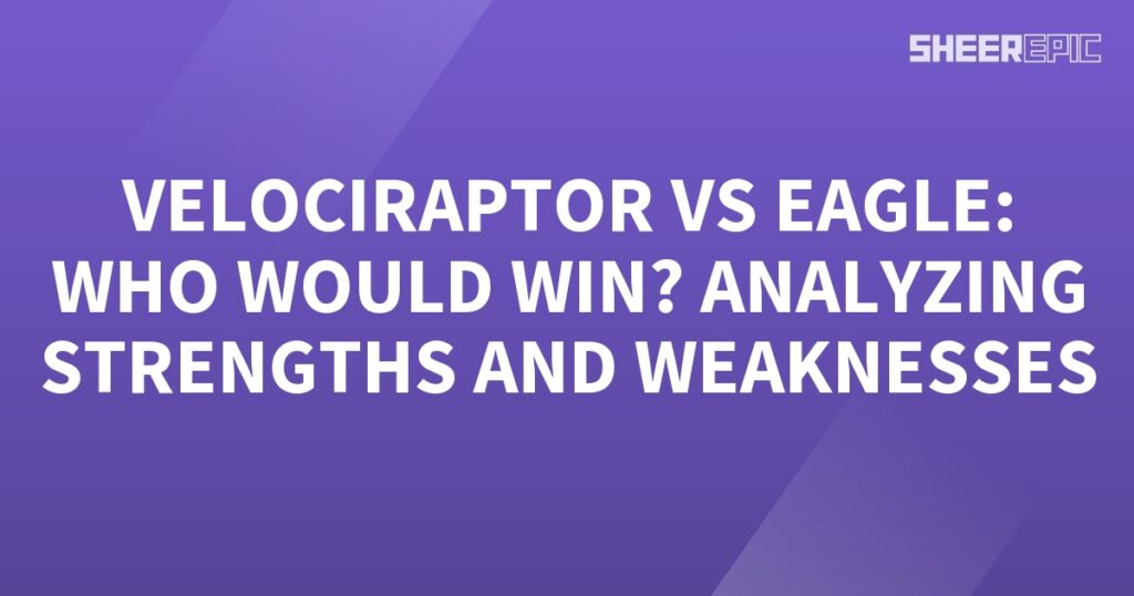 A purple background with the words velociraptor vs eagle who would win? examining their strengths and weaknesses.