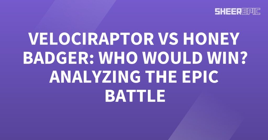 A purple background with the words analyzing the epic battle between Velociraptor and Honey Badger, who would win?