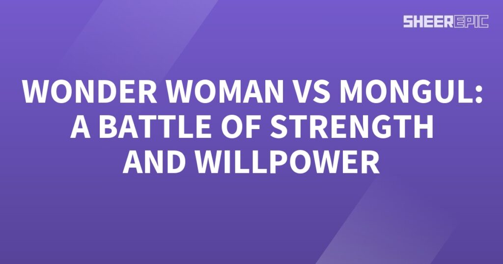 Wonder Woman and Mongul engage in an epic battle showcasing their immense strength and unwavering willpower.