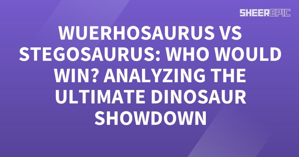 A purple background with the words werehosaurus vs stegosaurus analyzing who won the ultimate dinosaur showdown.