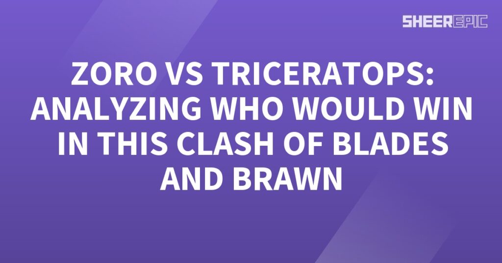 A purple background with the words zero vs triceratos analyzing who would win in a clash.